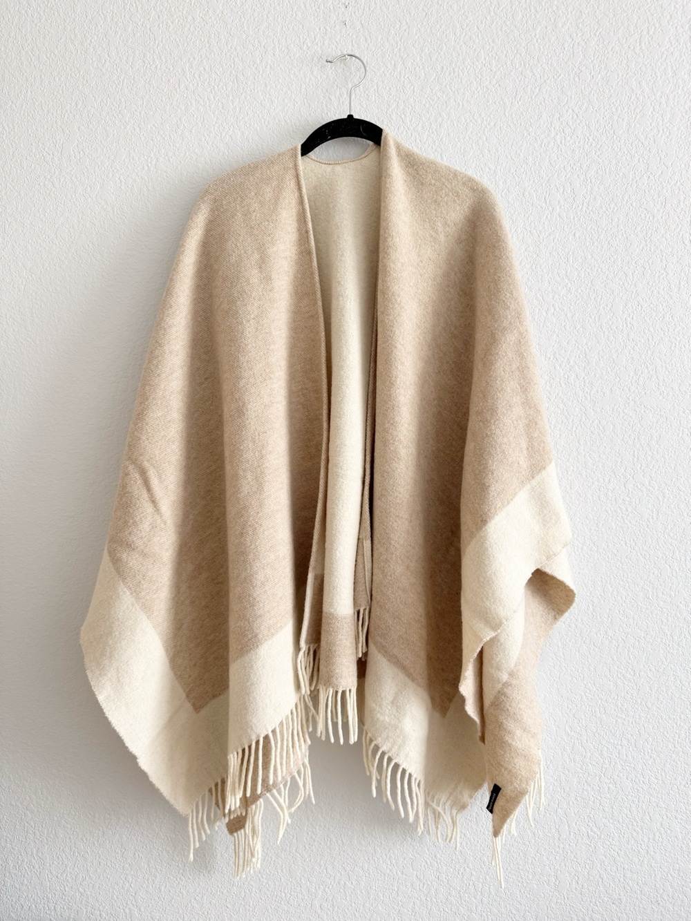 Banana Republic neutral Poncho Wrap Fringe Cream tan One Size